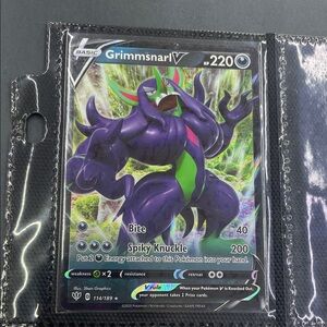 Pokemon Trading Card - Grimmsnarl V - Purple and Green